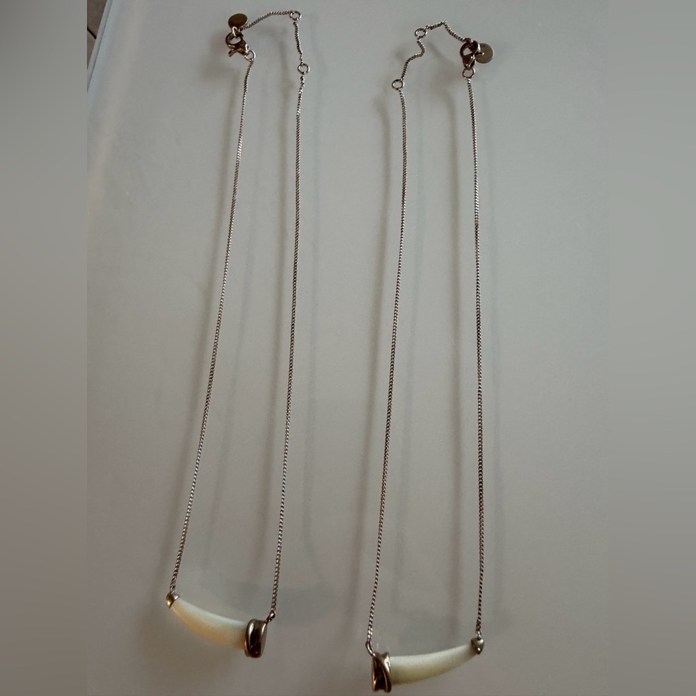 AllSaints vintage gold Chain Necklace with tusk style Pendant